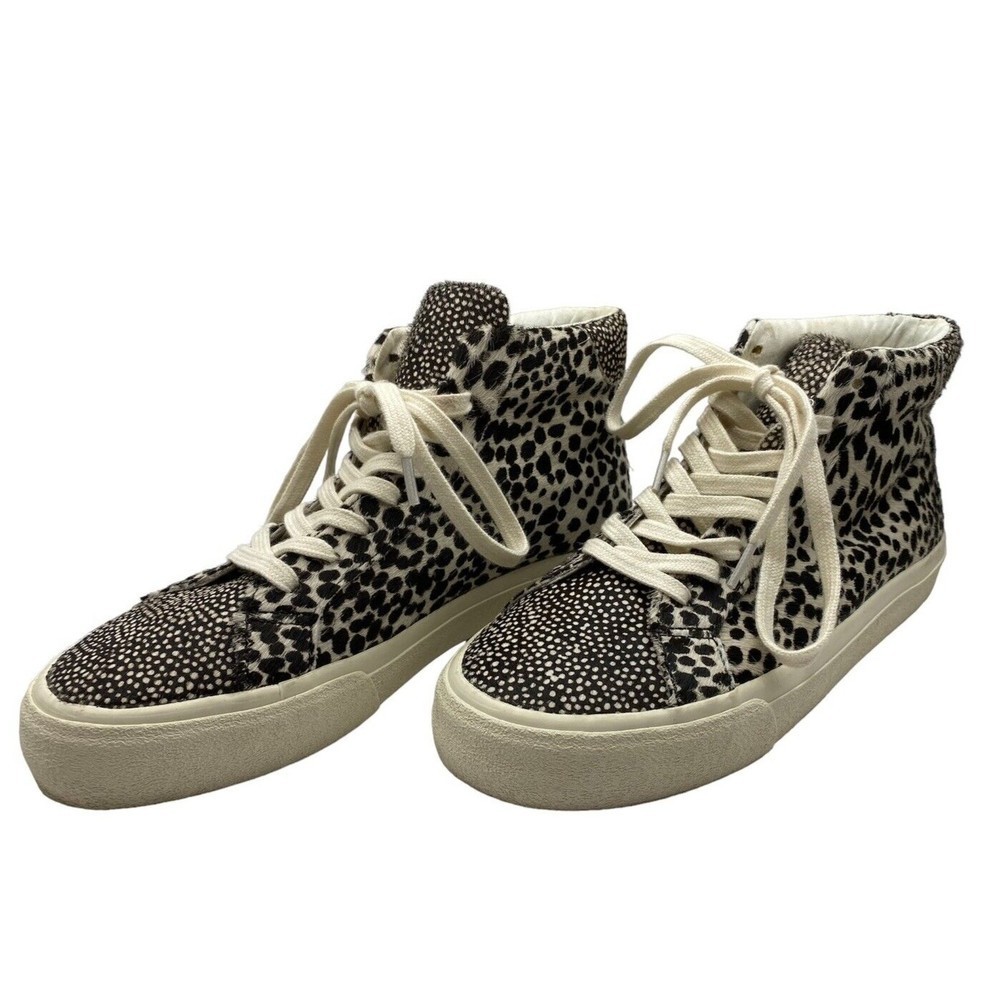 EUC Madewell Sidewalk High Top Sneakers In Spot Mix Suede Calf Hair Size 7.5